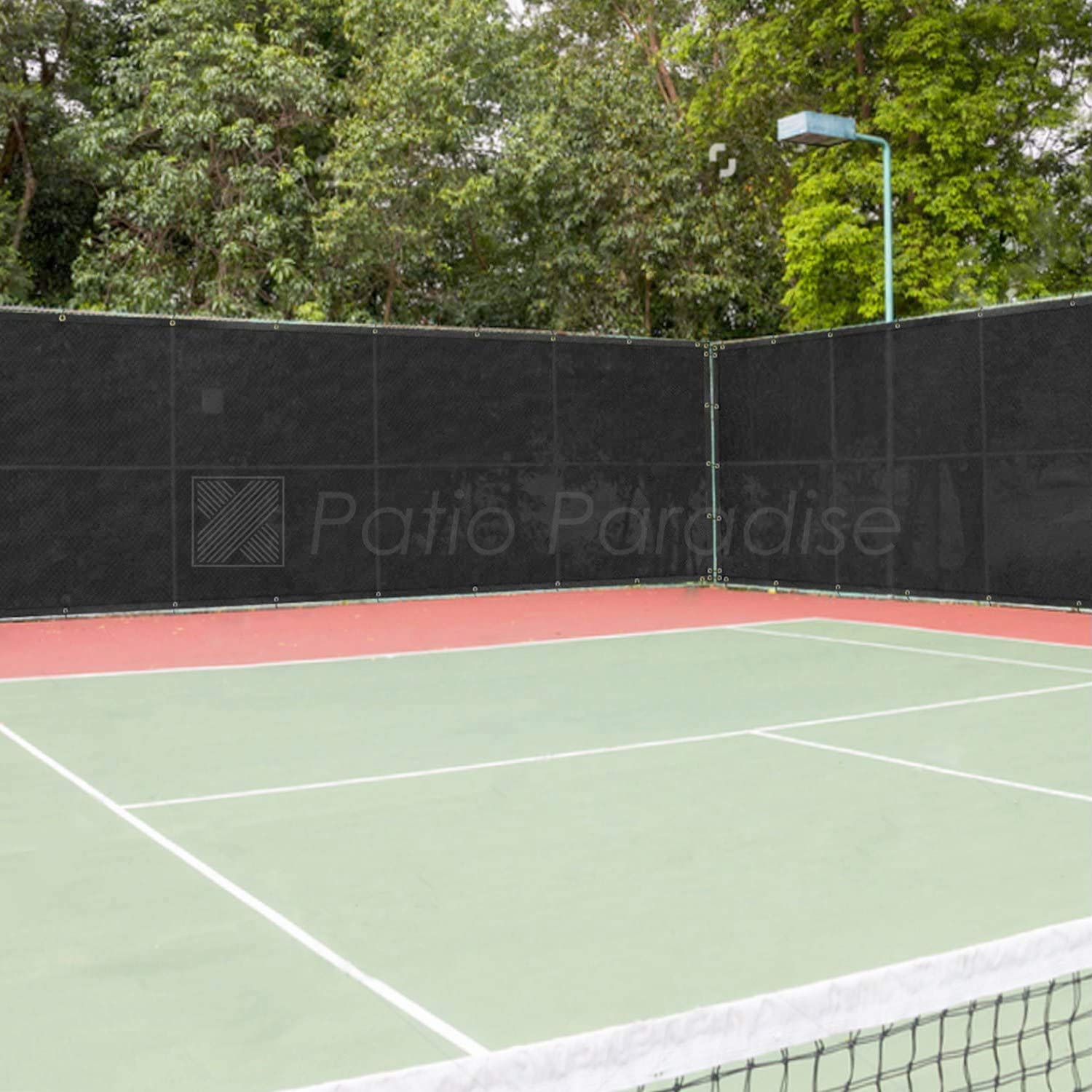 Patio on construction site showing visual screening and dust reduction benefit
