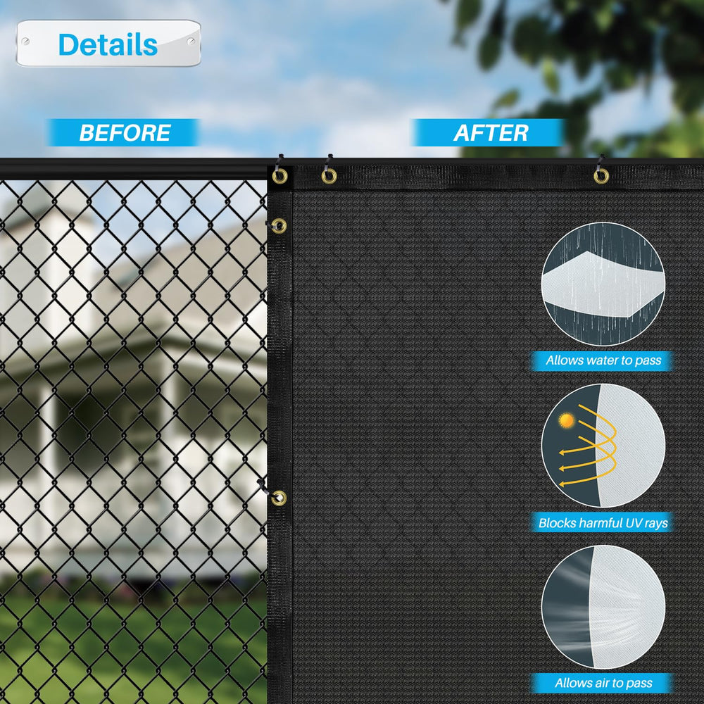 Patio installed on chain-link fence showing neat coverage and clean appearance
