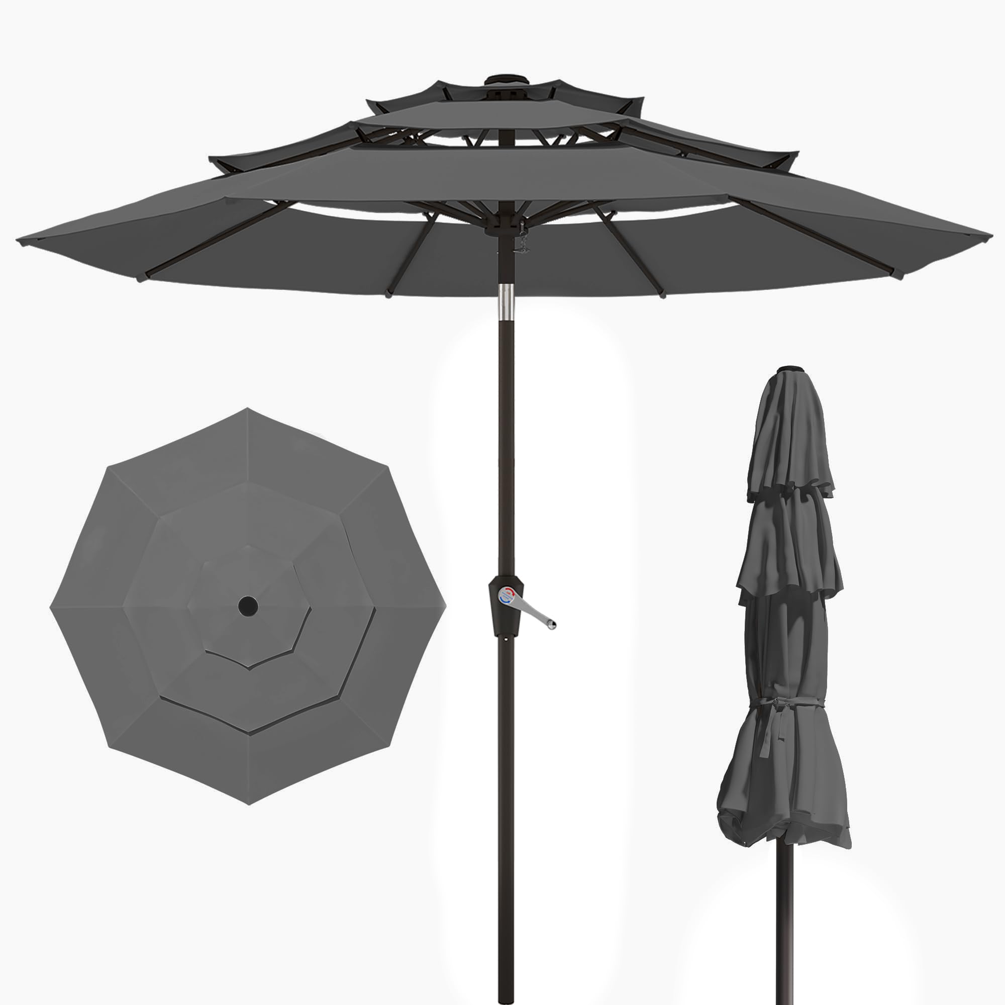 Patio Kingdom front view of 10FT umbrella offering large shade