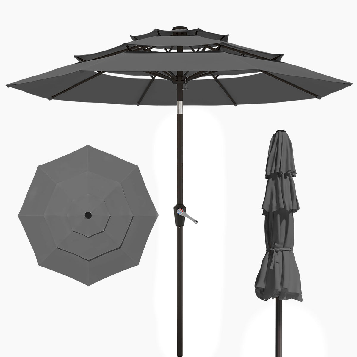 Patio Kingdom front view of 10FT umbrella offering large shade