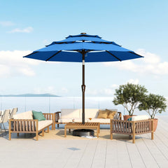 Patio Kingdom front view showing full royal blue 10ft canopy and coverage benefit