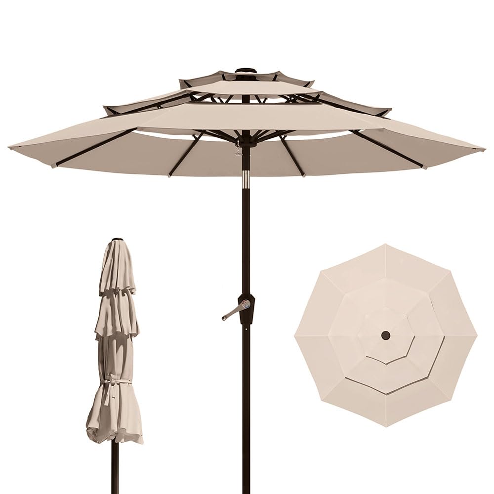 Patio Kingdom front view of 10FT umbrella providing wide shade and curb appeal