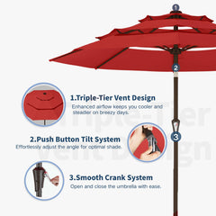 Patio Kingdom crank and push-button tilt mechanism for quick, effortless adjustments