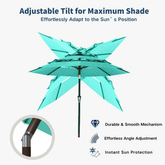 Patio Kingdom crank and push-button tilt handle close-up for effortless adjustment benefit