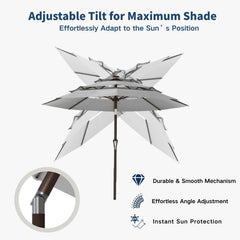 Patio Kingdom crank and push-button tilt handle for easy adjustments