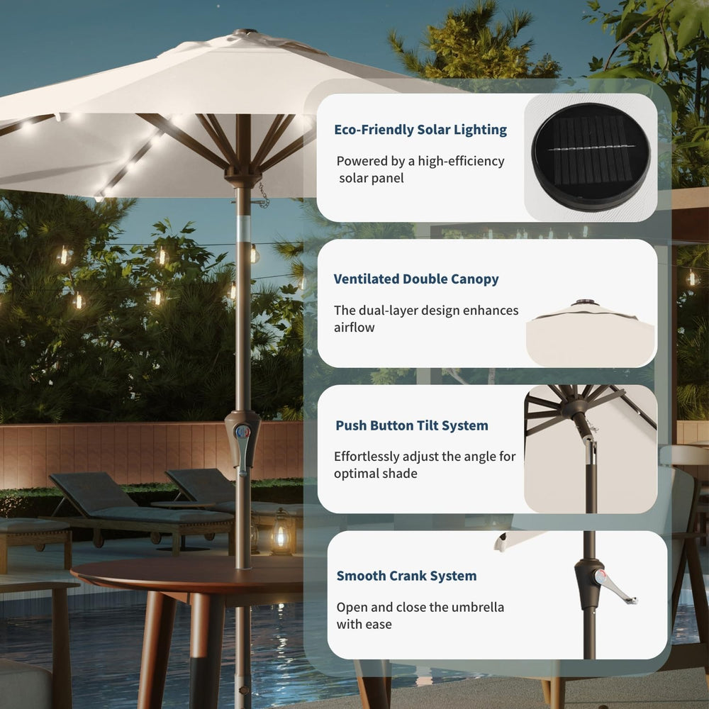 Patio Kingdom crank and tilt mechanism detail for easy operation benefit