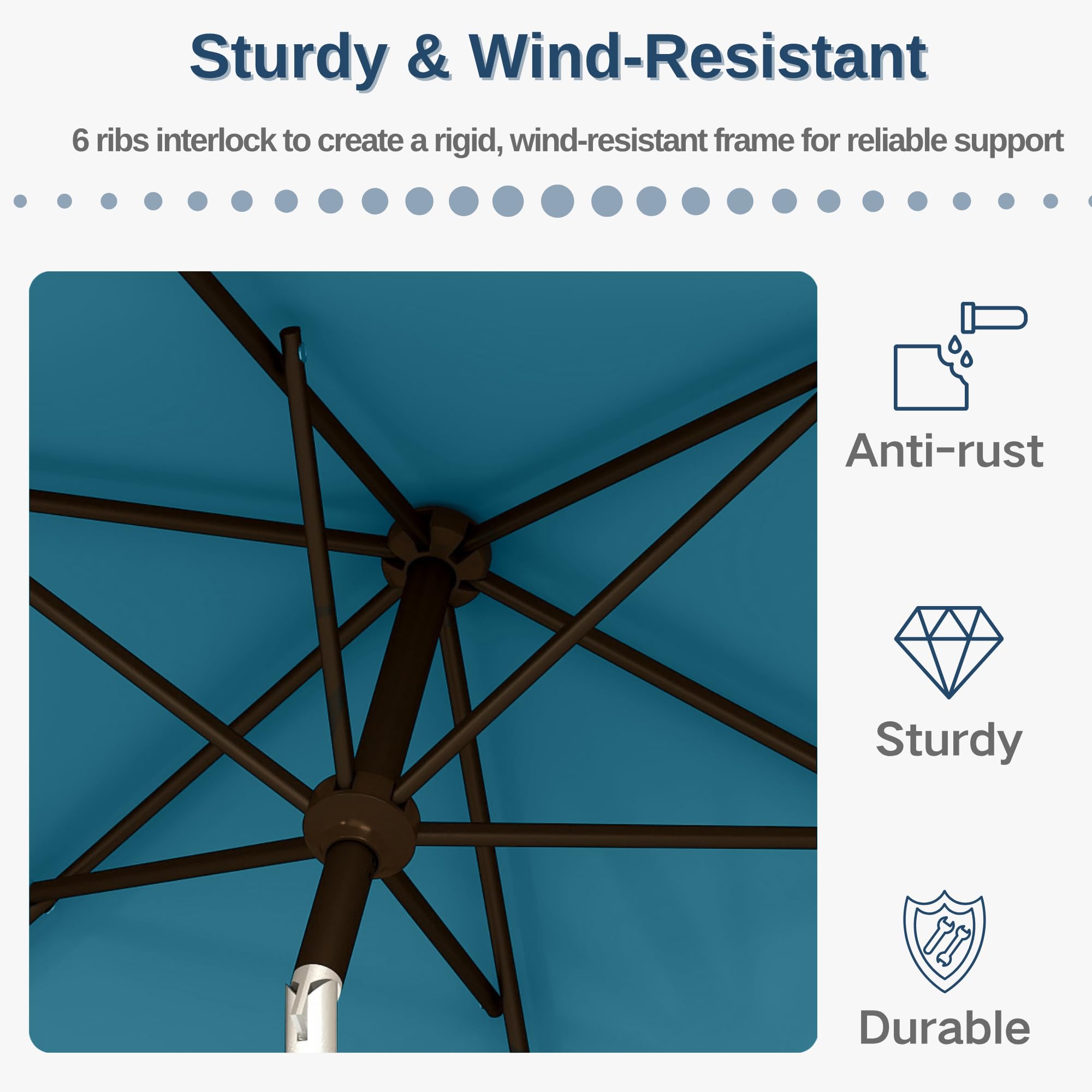 Patio Kingdom crank handle close-up demonstrating smooth lift benefit: effortless opening