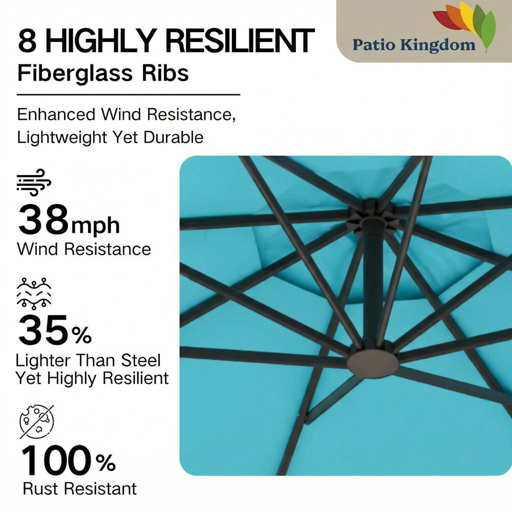 Patio Kingdom fiberglass ribs detail showcasing flexible wind resistance
