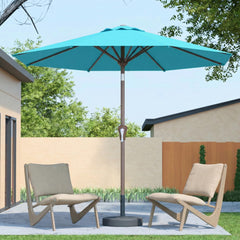 Patio Kingdom sky blue umbrella front view providing wide shade