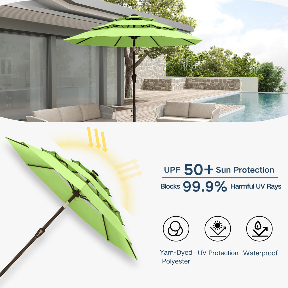 Patio Kingdom umbrella shading outdoor dining set for comfortable meals
