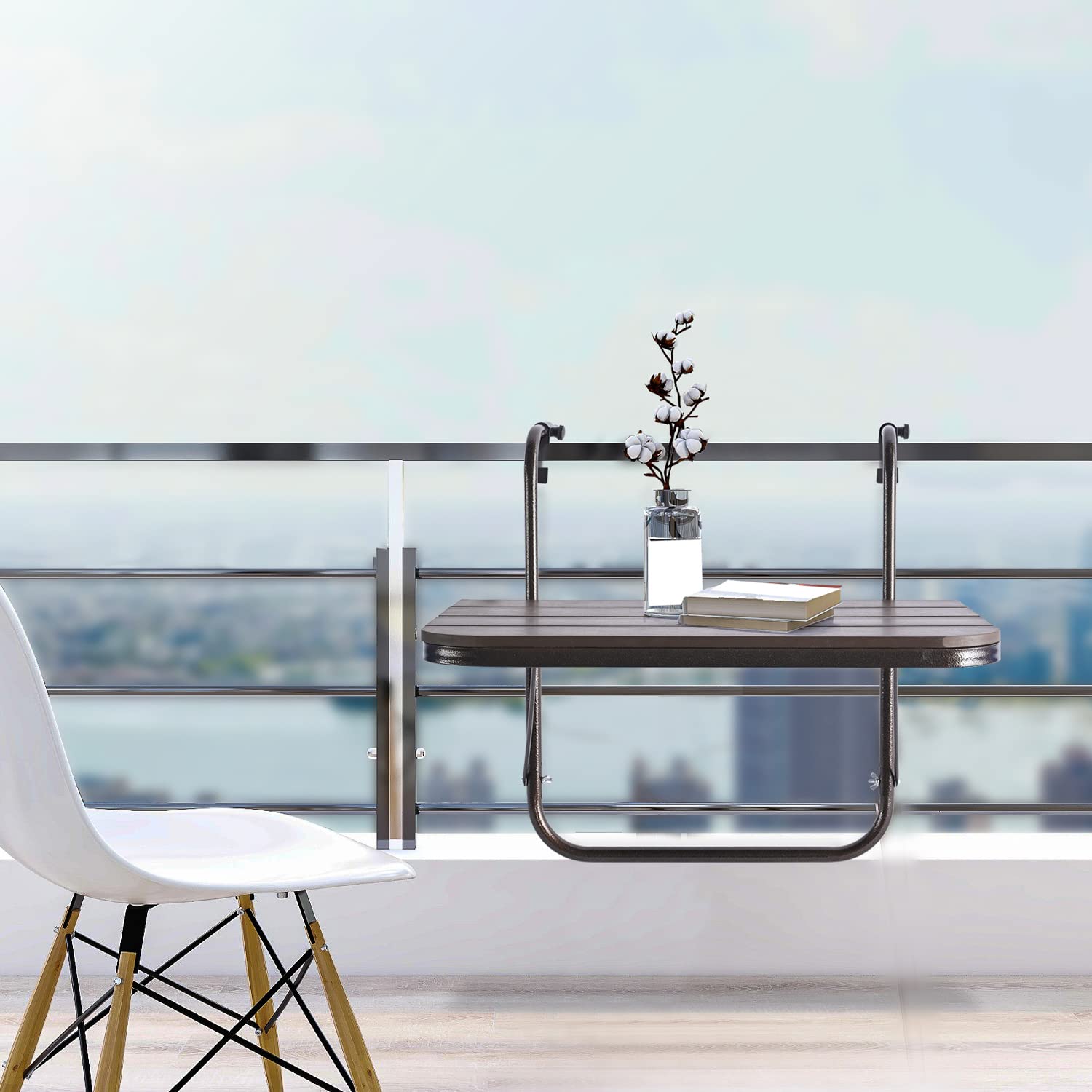 Patio Novagarden folded table flat for storage highlighting space-saving portability