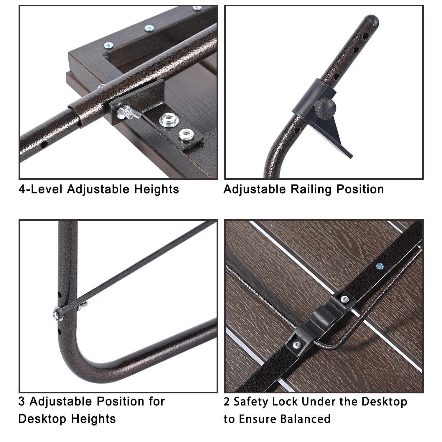 Patio Novagarden height adjustment hardware showing four-position customization benefit