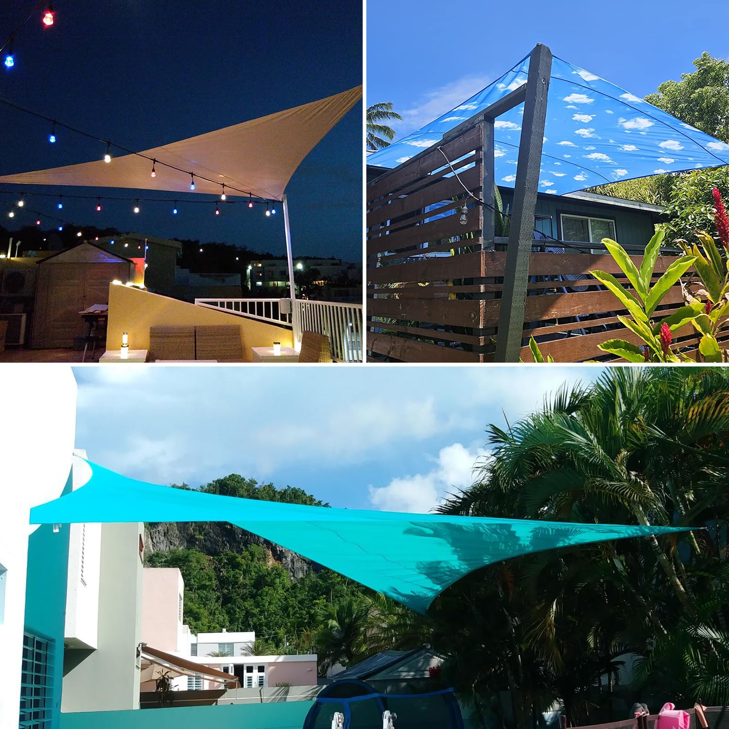 Patio brand canopy with person for scale showing full 10x15 coverage