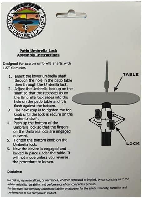 Patio Umbrella Lock underside clamp detail improving pole stability