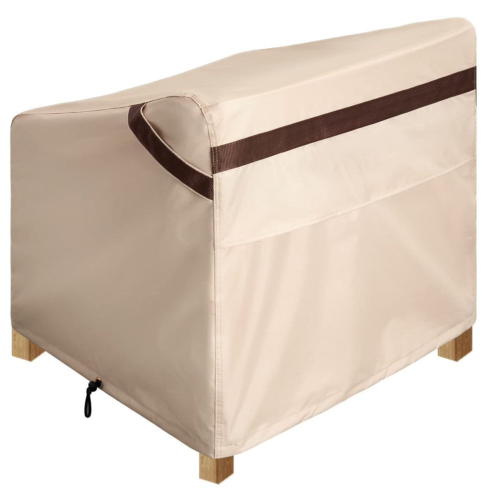 PATIOASIS buckle and bottom cinch closeup securing cover to prevent wind lift