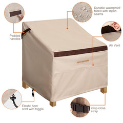 PATIOASIS covered chair on deck demonstrating all-weather outdoor protection