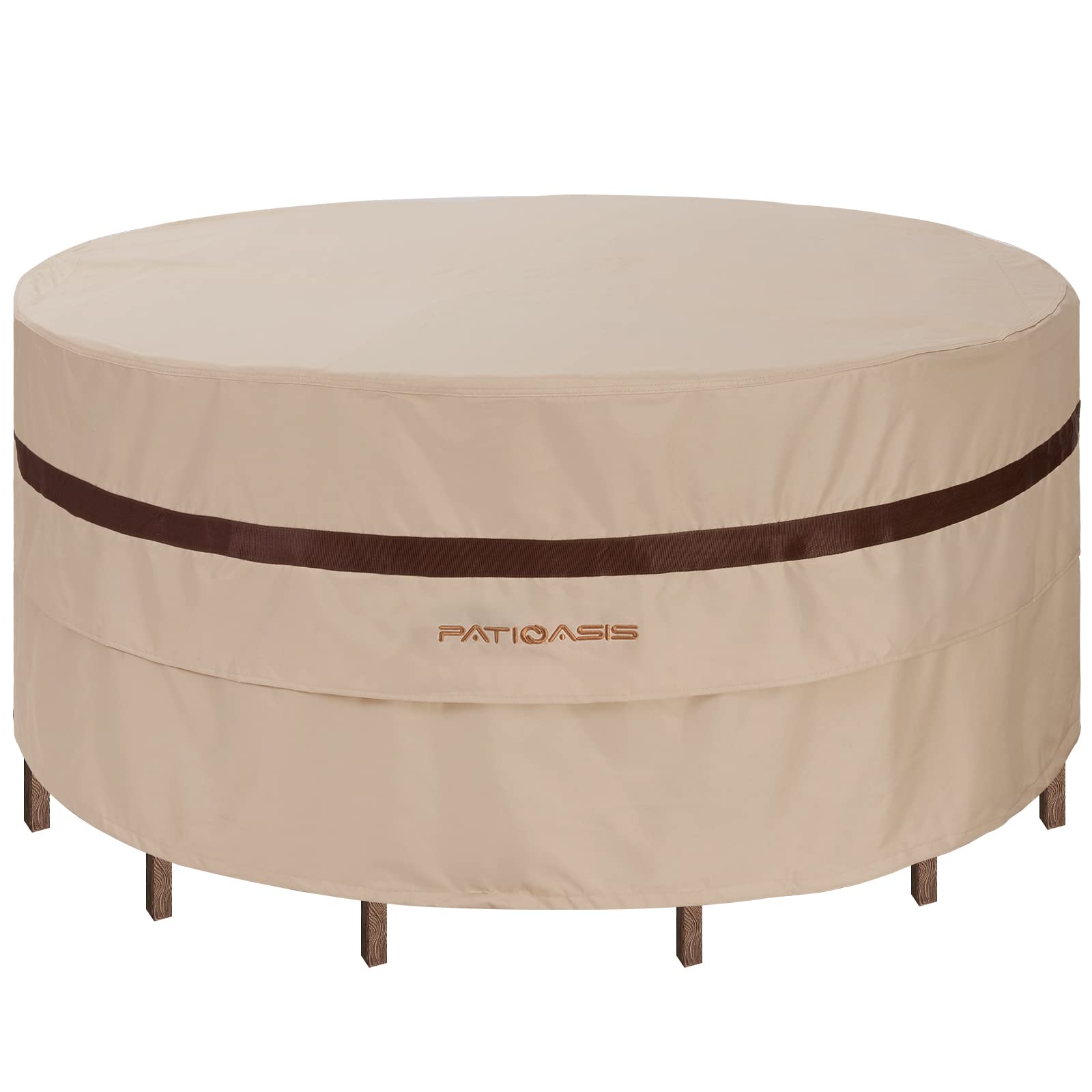 PATIOASIS front view of round cover showing full fit and protection
