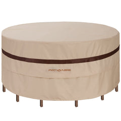PATIOASIS front view of round cover showing full fit and protection