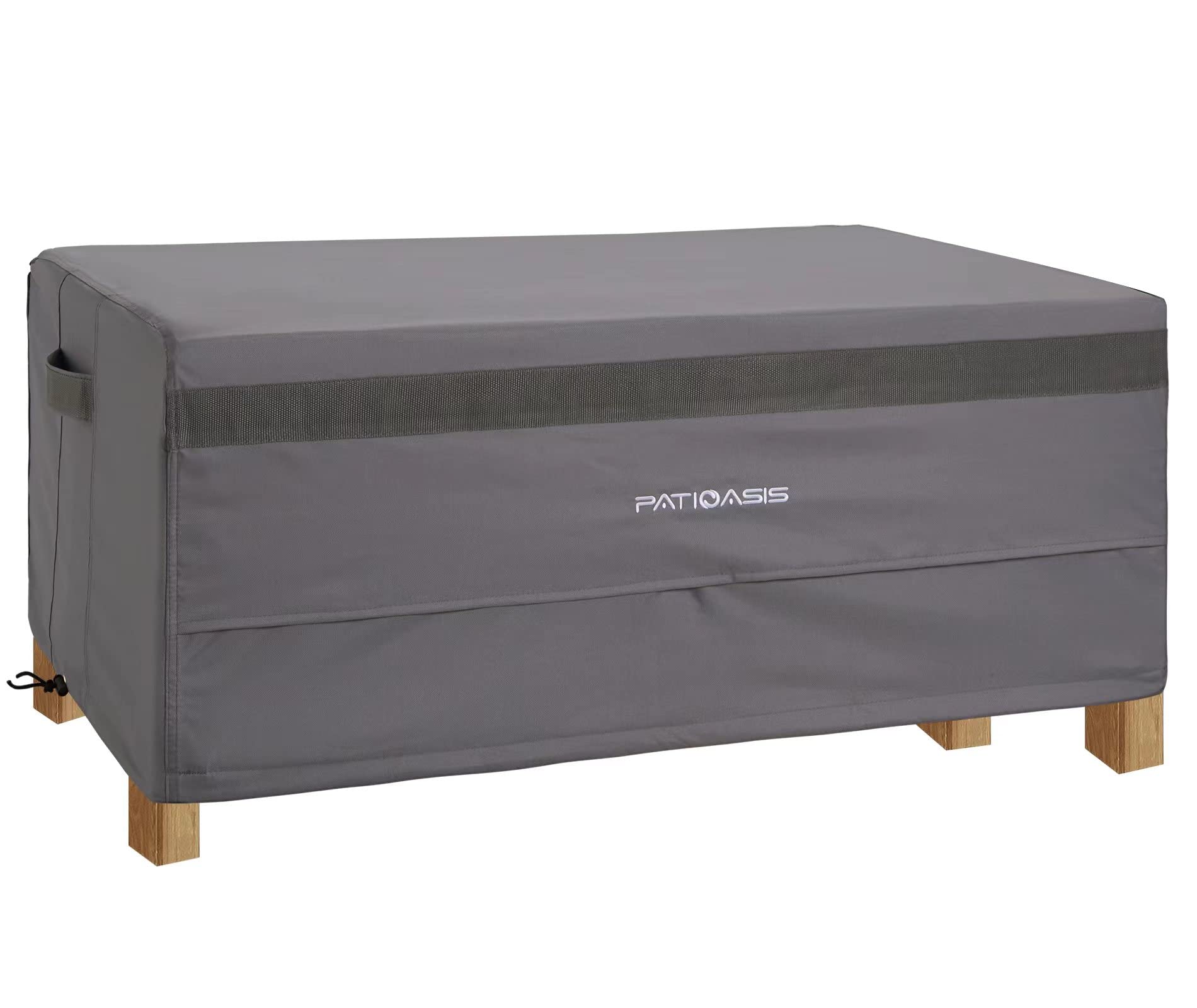 PATIOASIS front view of cover on rectangle coffee table showing full protection