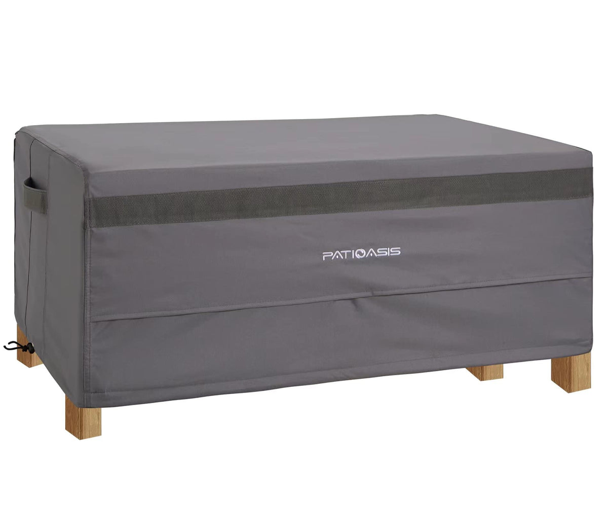 PATIOASIS front view of cover on rectangle coffee table showing full protection