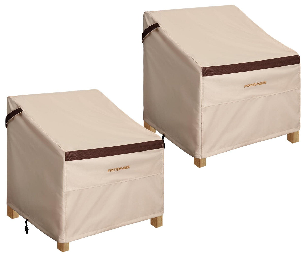 PATIOASIS front view oversized chair cover protecting a deep-seat chair, shows full coverage benefit