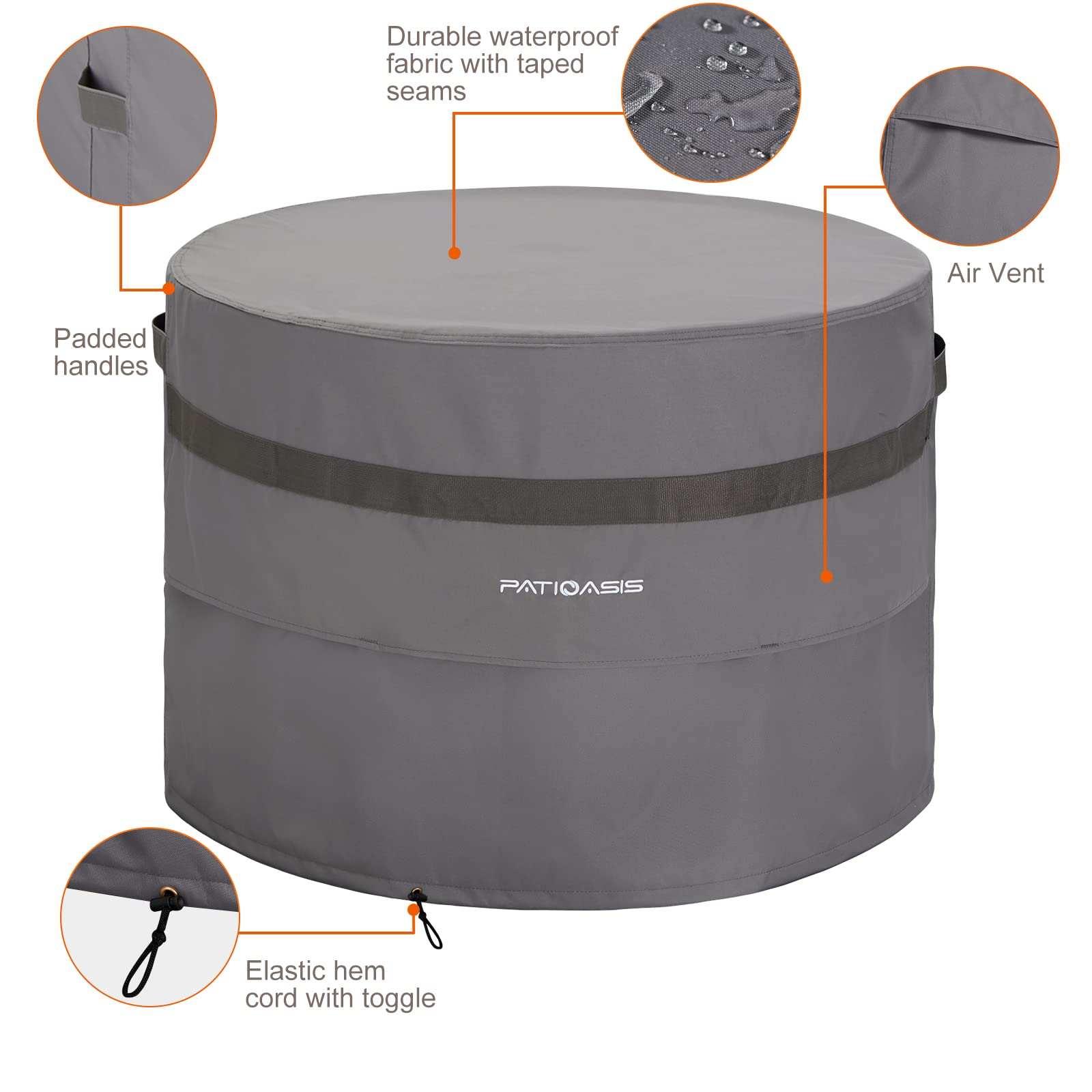 PATIOASIS handle and drawstring being used for easy secure placement