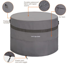 PATIOASIS handle and drawstring being used for easy secure placement