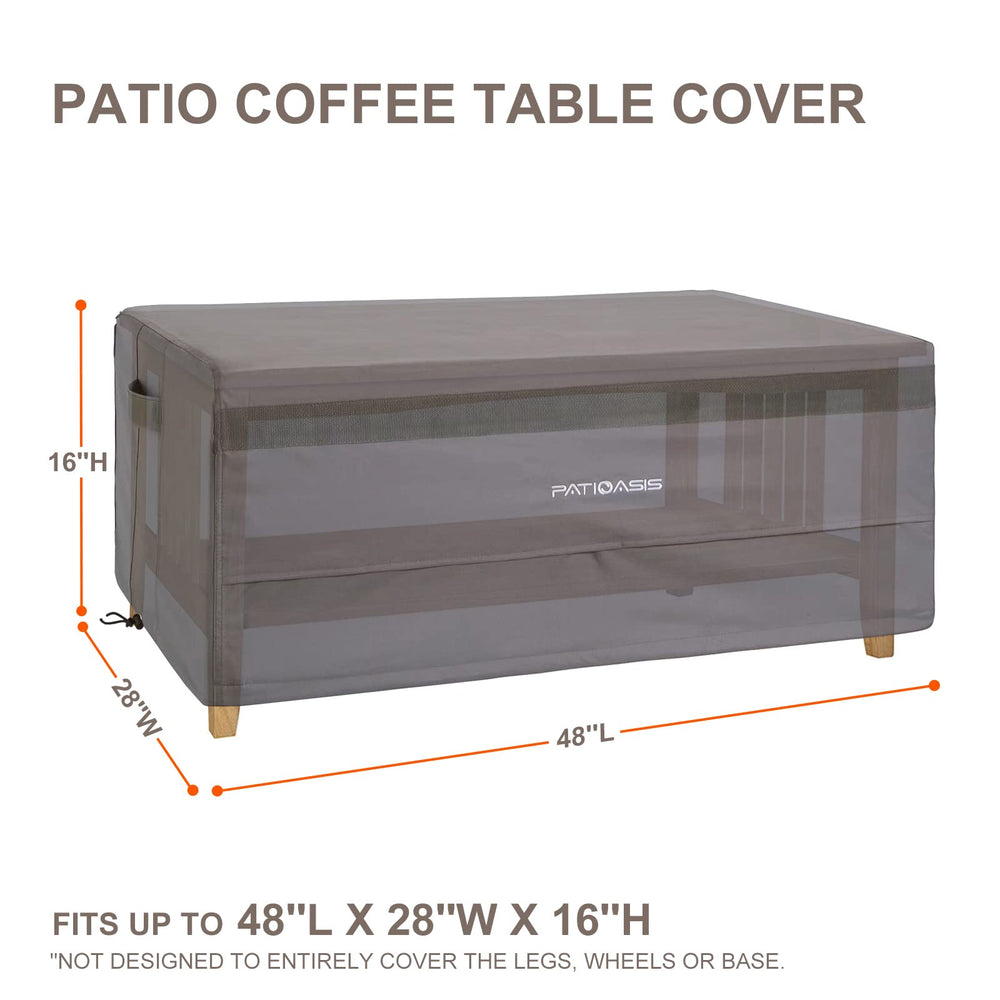 PATIOASIS cover in outdoor lounge setting demonstrating weather protection benefit