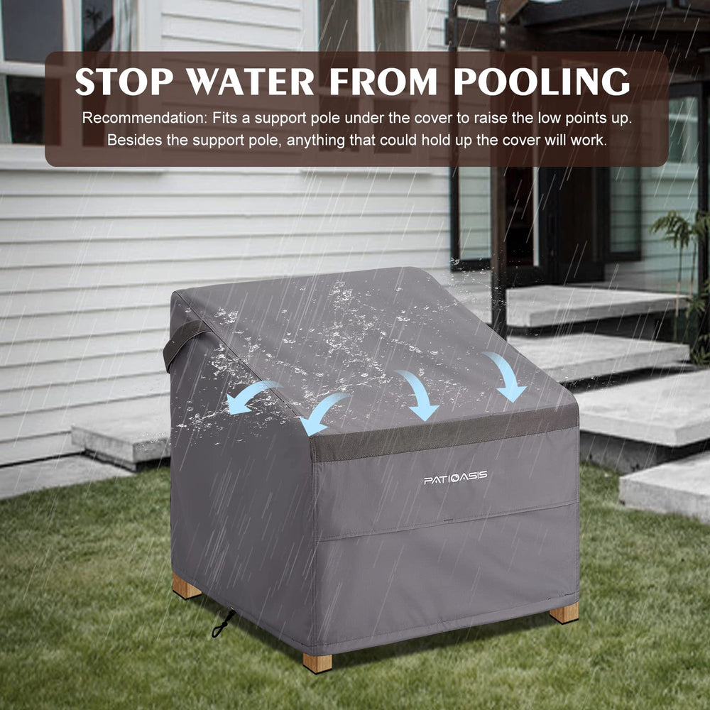 PATIOASIS covered rocking chair on deck, illustrating outdoor protection and neat look
