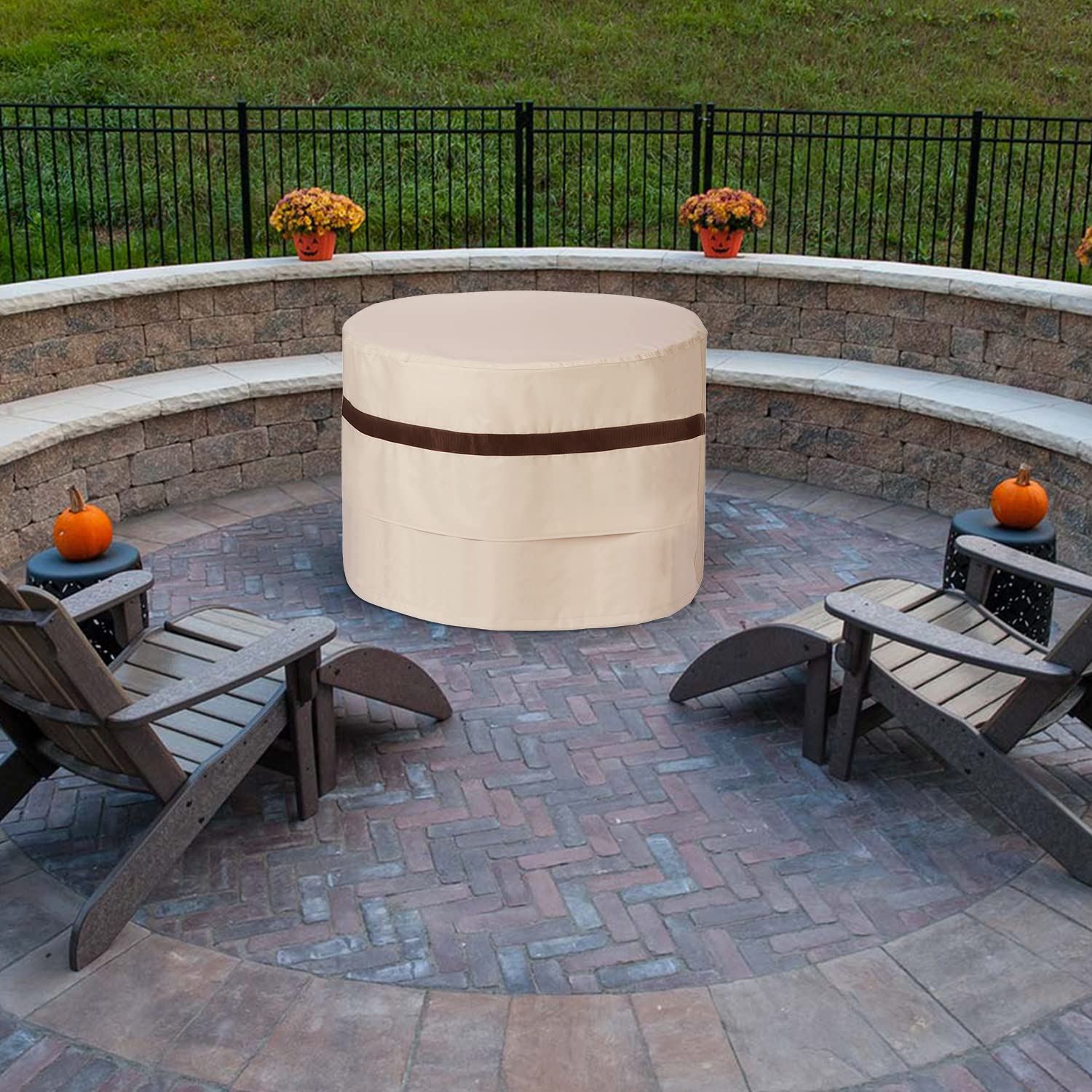 PATIOASIS cover in patio setting protecting fire pit and improving curb appeal