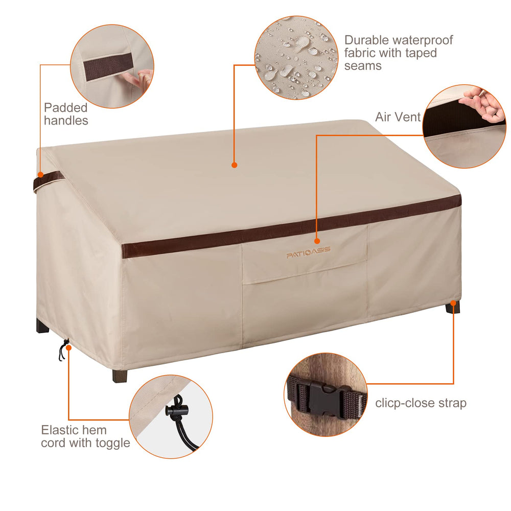 PATIOASIS bottom locking rope and corner buckles to secure cover in wind