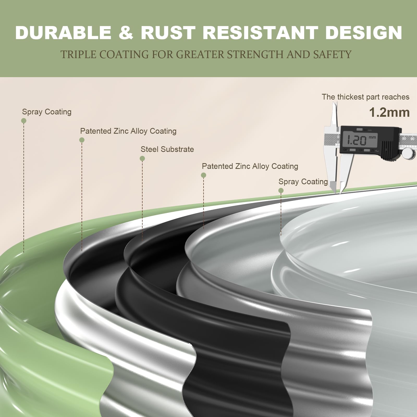 Patiobay close-up of zinc-aluminum coating highlighting corrosion resistance benefit