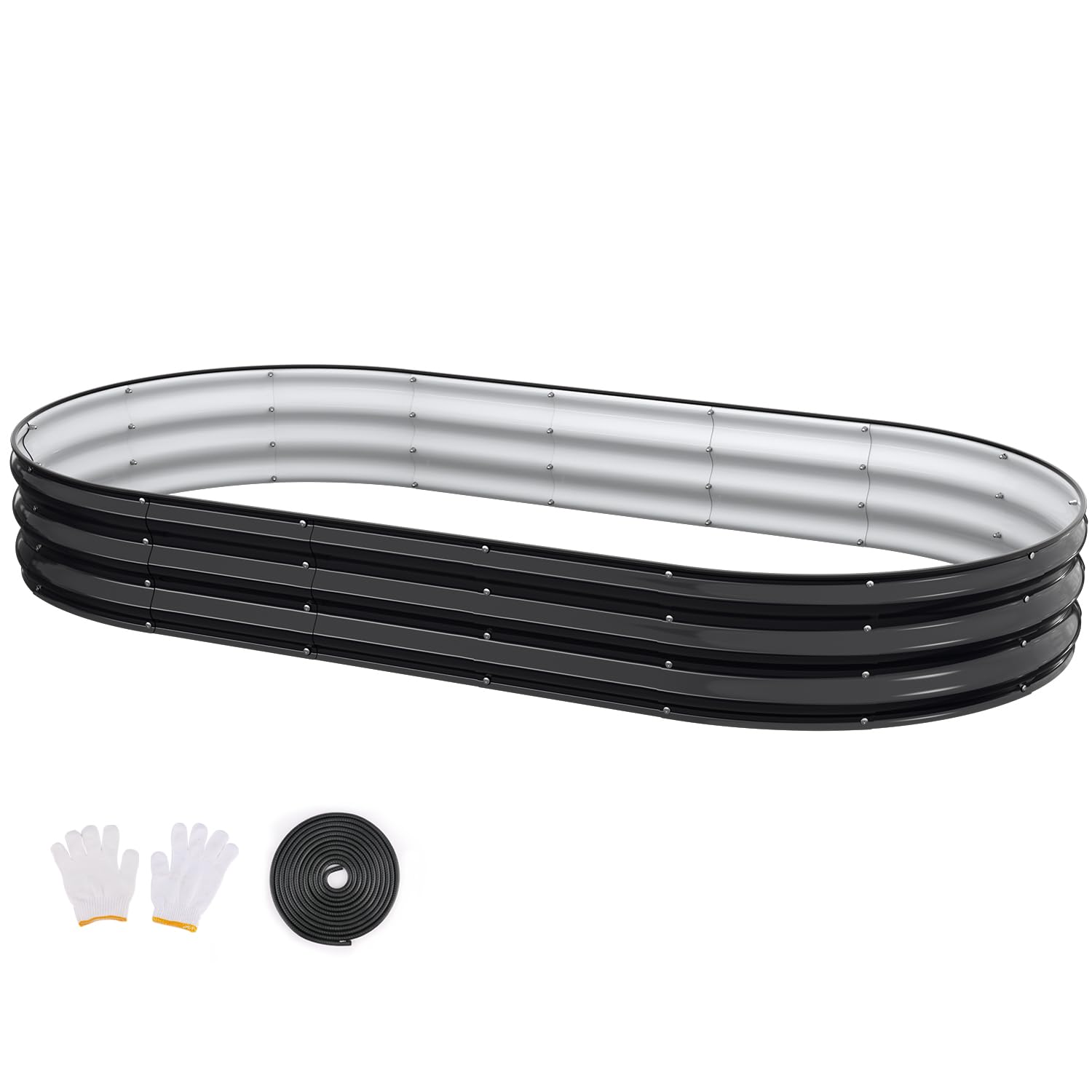 Patiobay front view assembled raised garden bed shows sturdy oval planter and curb appeal