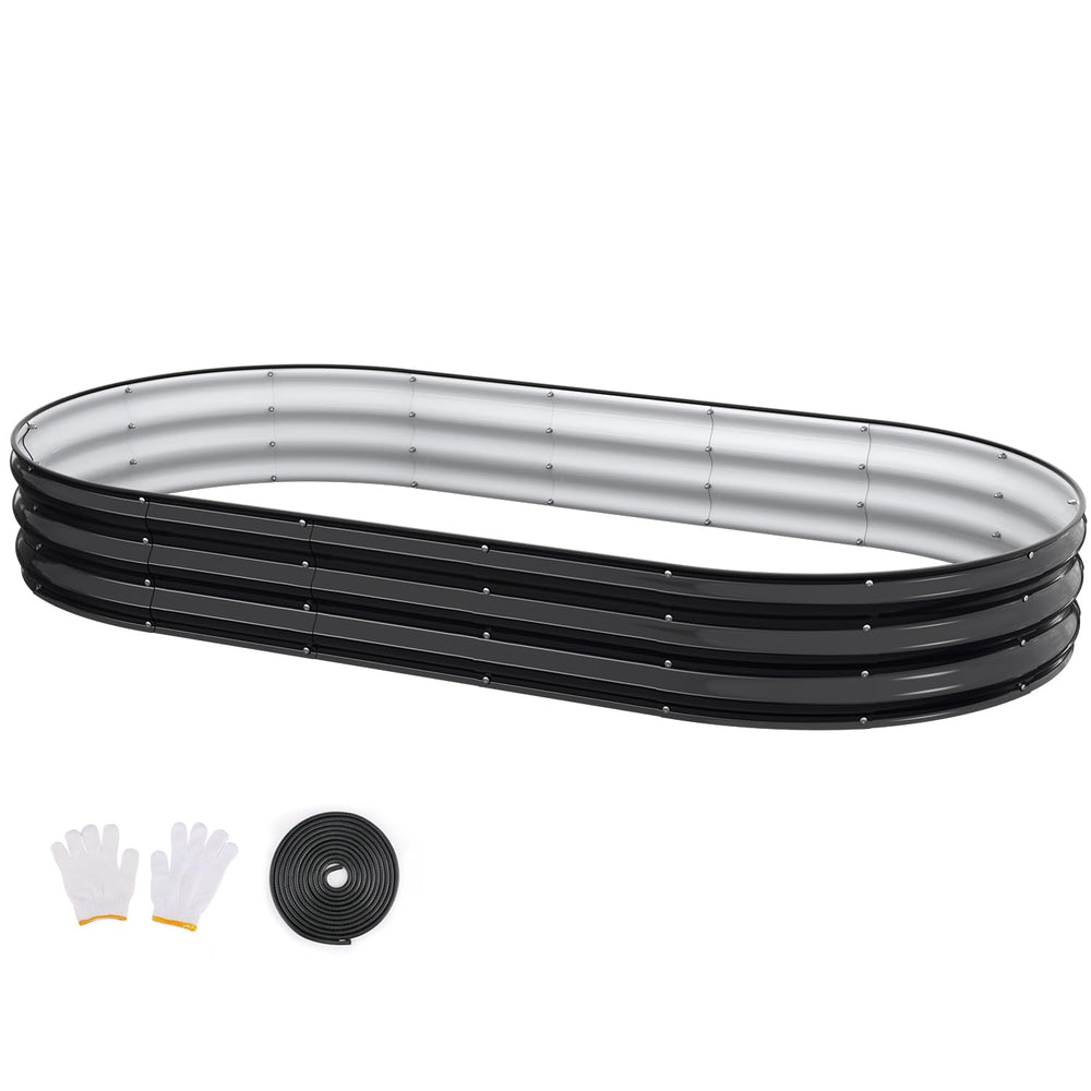 Patiobay front view assembled raised garden bed shows sturdy oval planter and curb appeal