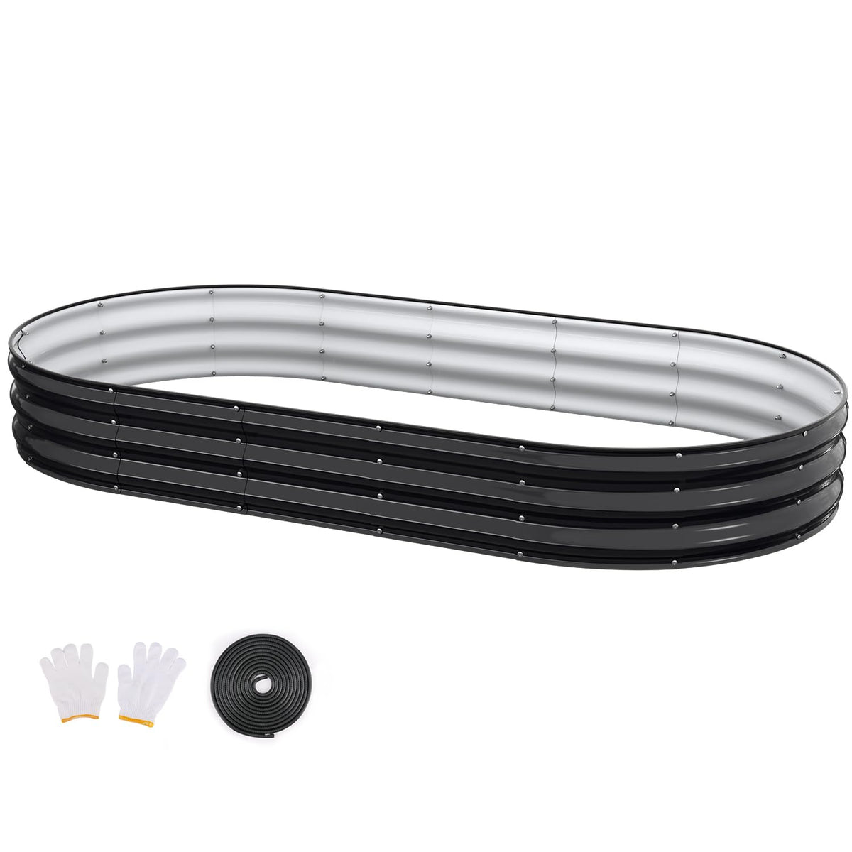 Patiobay front view assembled raised garden bed shows sturdy oval planter and curb appeal