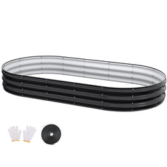 Patiobay front view assembled raised garden bed shows sturdy oval planter and curb appeal