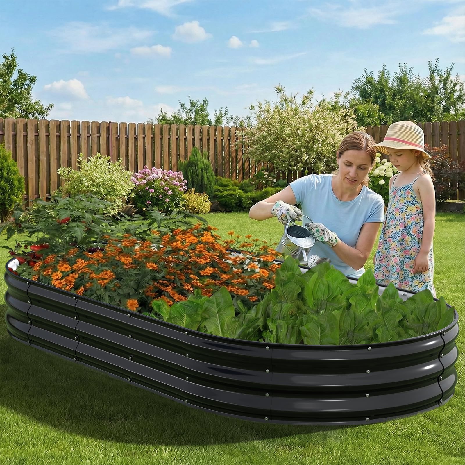Patiobay planted with herbs and vegetables showing productive use and visual appeal