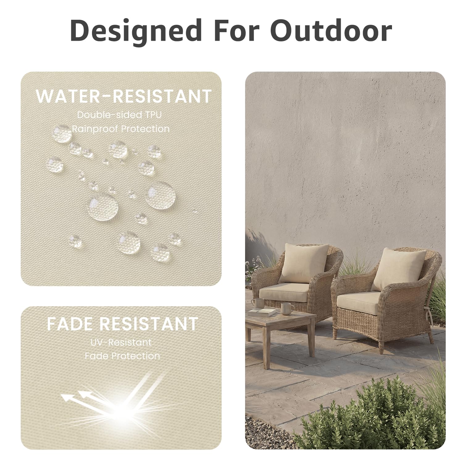 PatioGlow cushion placed on an outdoor sofa showing comfortable seating setup