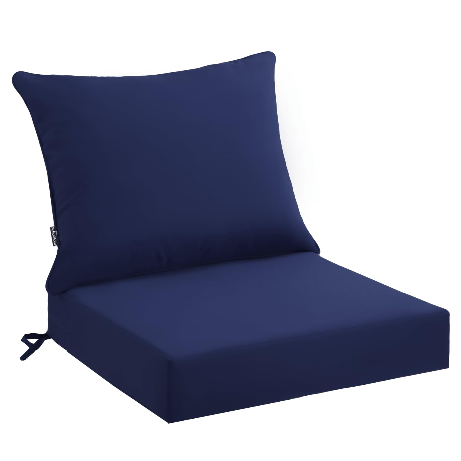 PatioGlow front view of dark blue cushion set showing clean tailored look and durable finish