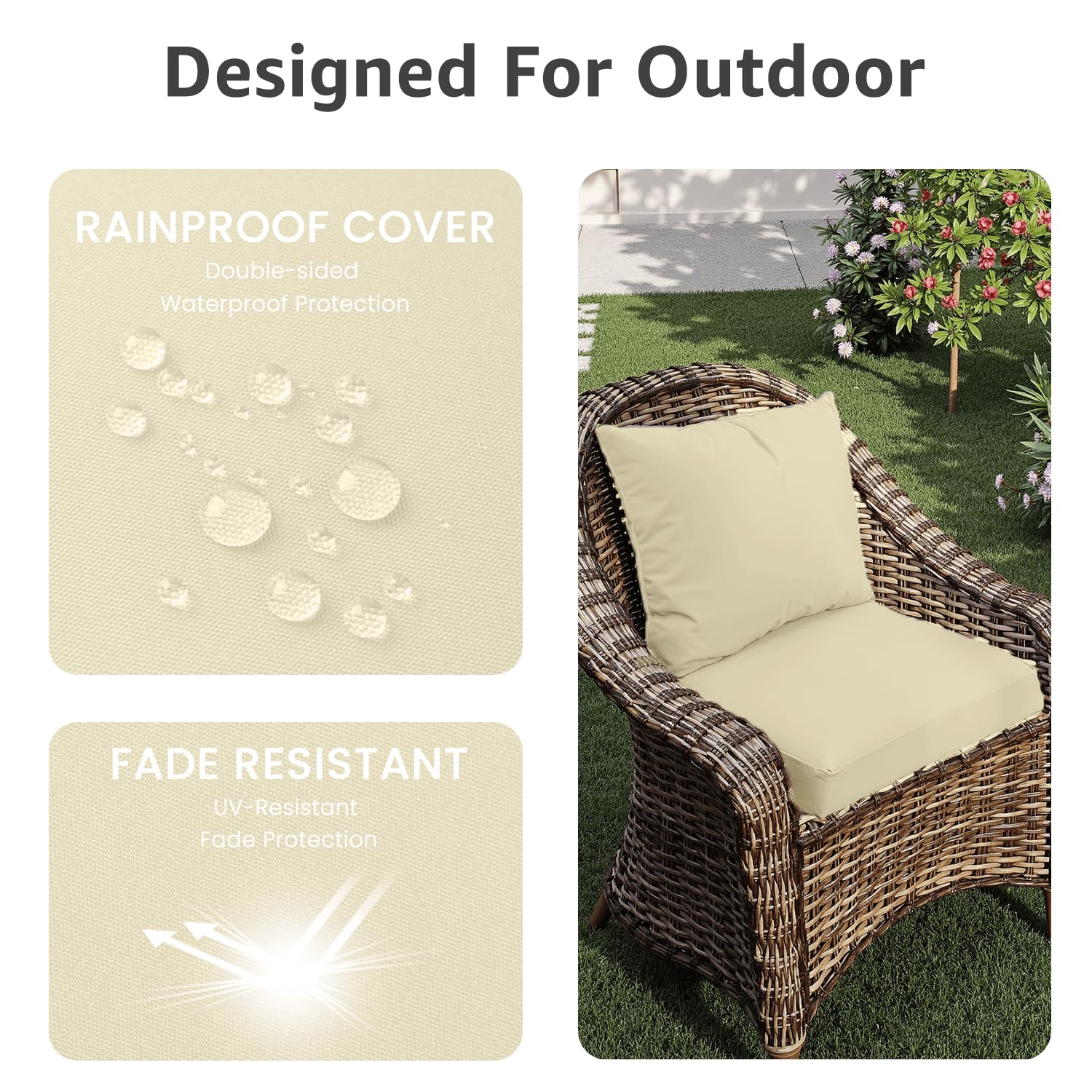 PatioGlow hidden zipper and inner lining detail showing waterproof protection