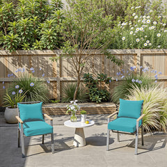 PatioGlow cushions in use on patio chair demonstrating comfort and style