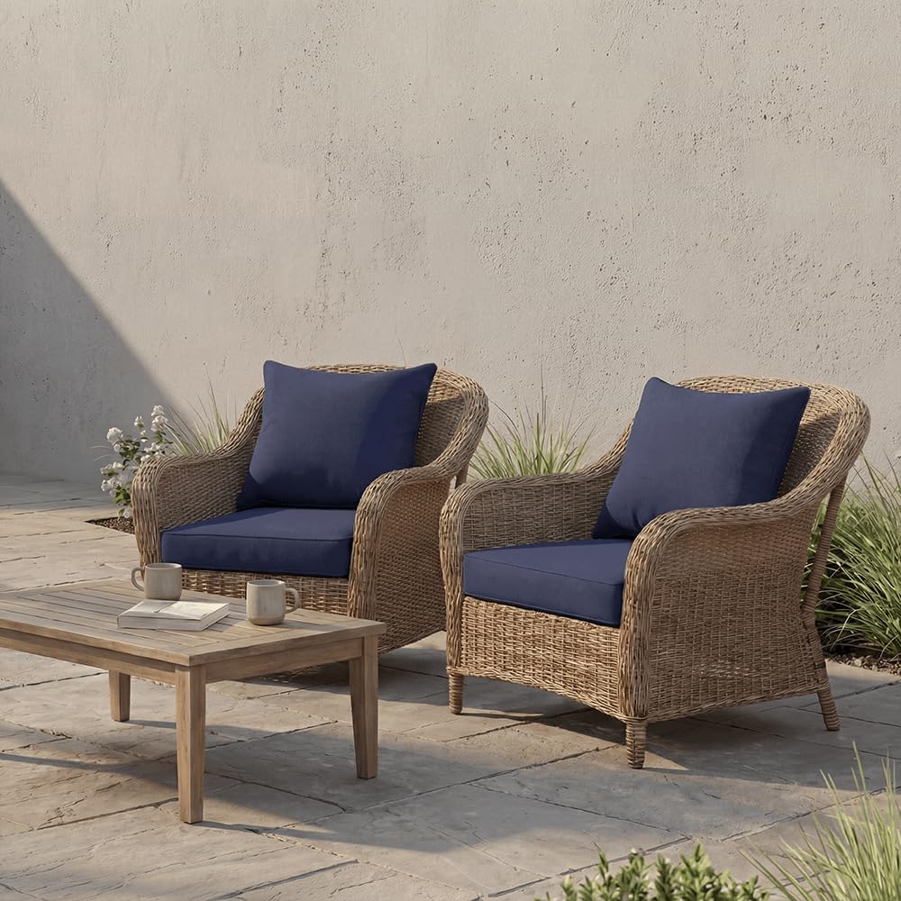 PatioGlow ties fastened to patio sofa keeping cushions secure and preventing shifting
