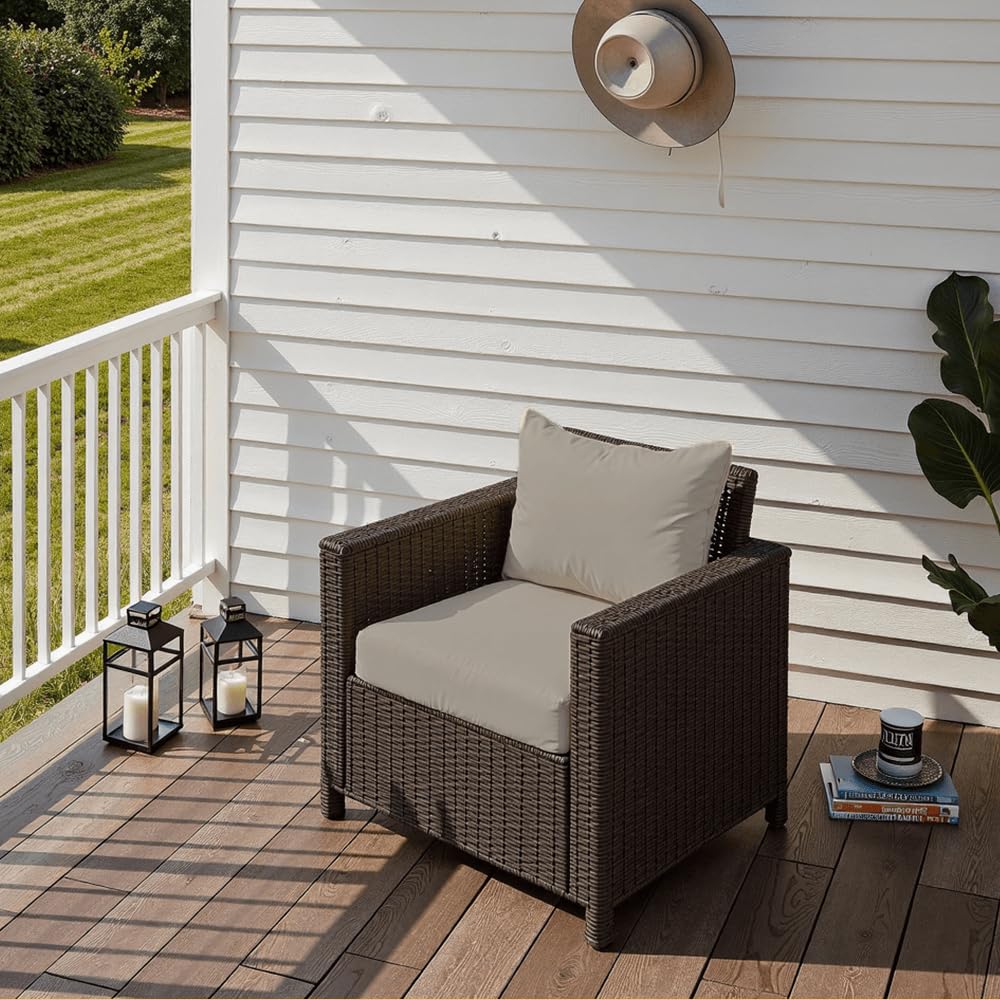 PatioGlow cushion beside ruler showing accurate 22x22x4 sizing benefit