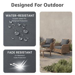 PatioGlow tie attachment securing cushion to patio sofa for stability