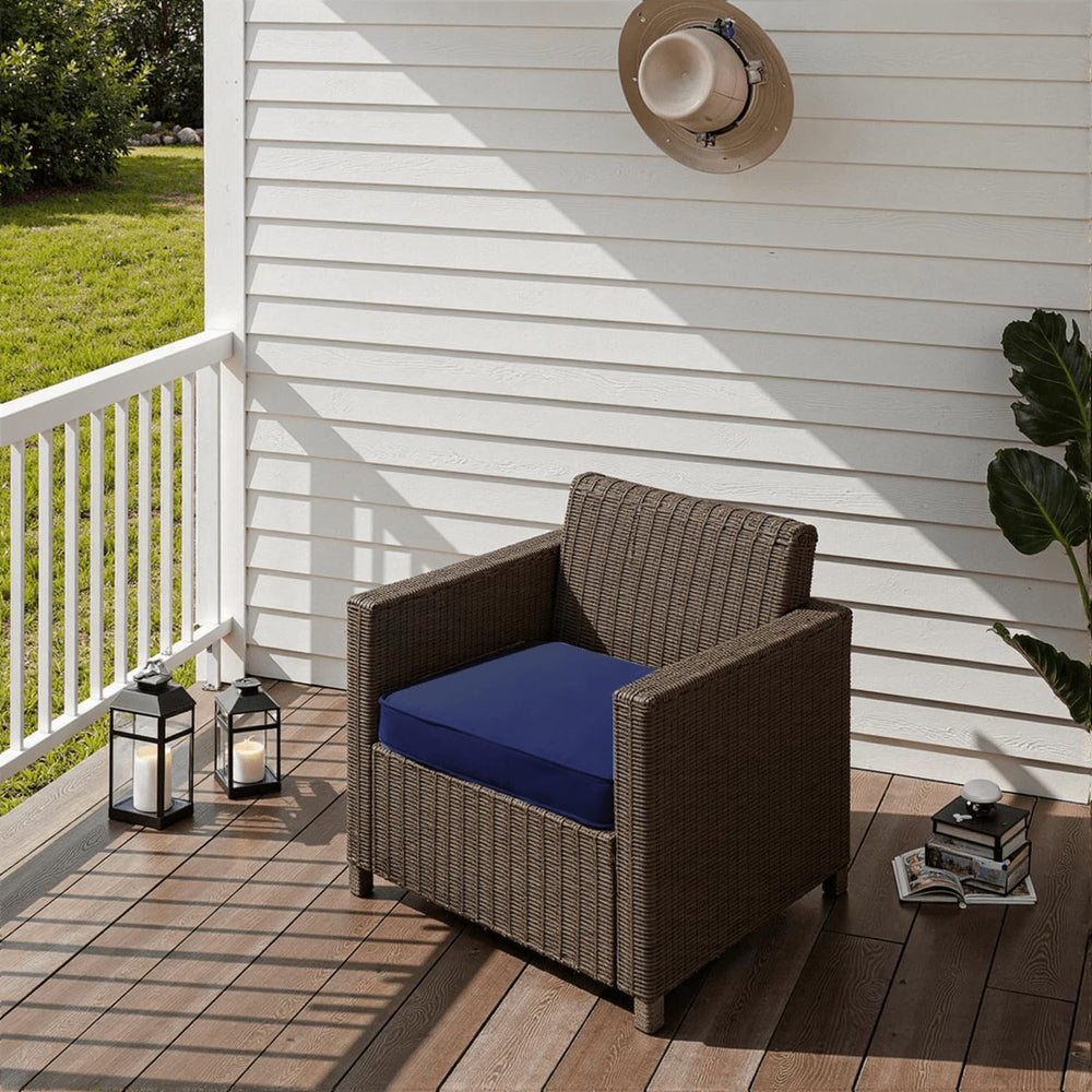 PatioGlow cushion tied to patio chair showing secure placement benefit