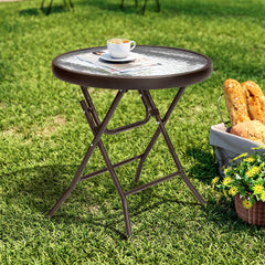 PATIOHIT front view of tempered glass table showing sleek outdoor surface