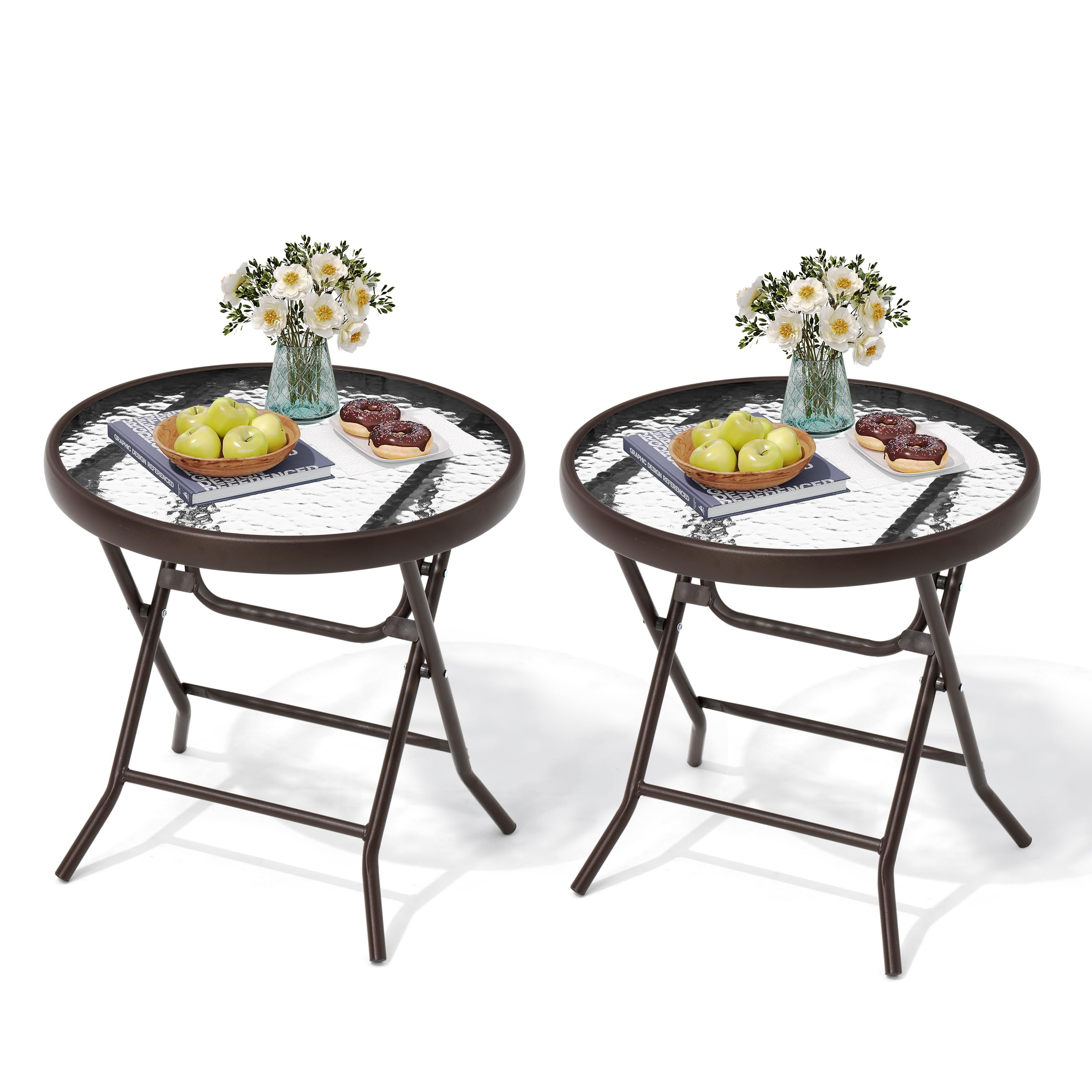 PATIOHIT table on balcony with evening lights showing cozy ambiance