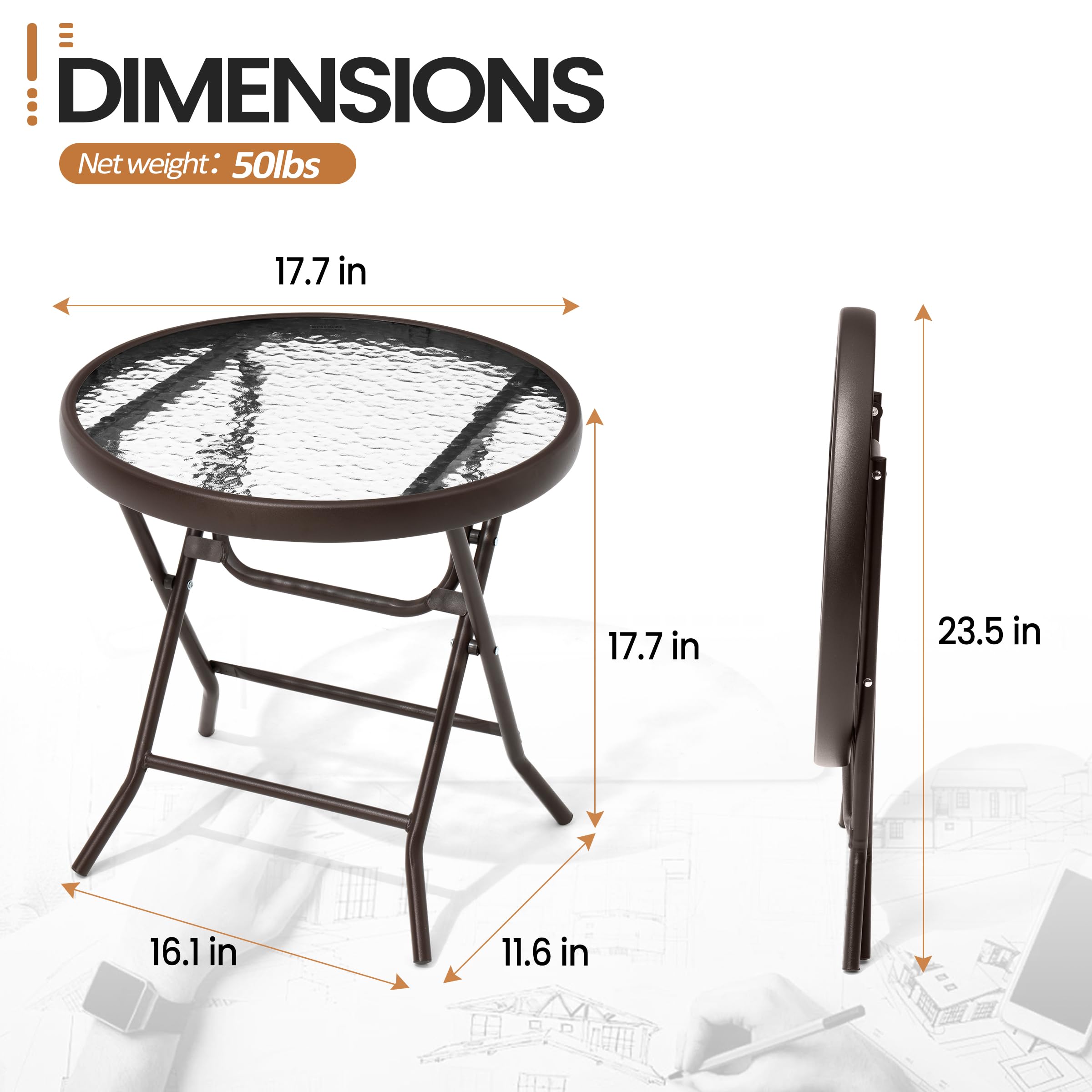PATIOHIT side profile with folded legs demonstrating compact storage benefit