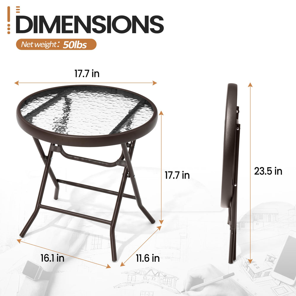PATIOHIT side profile with folded legs demonstrating compact storage benefit