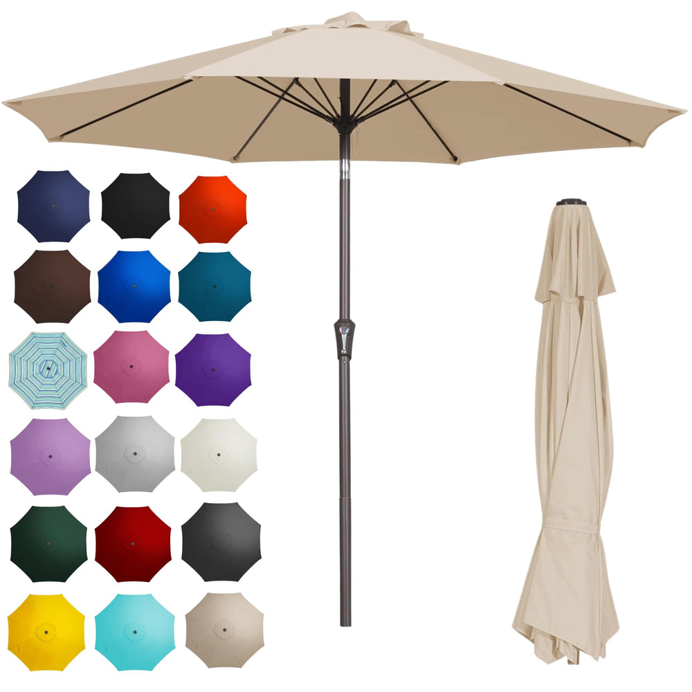 Patio Kingdom 9FT umbrella front view showing wide shade benefit